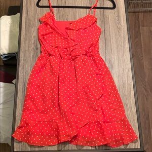 Red polkadot mini dress